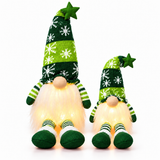 Green LED Christmas gnomes — small and large